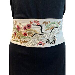 265. Bohemian Bird Embroidered Belt Red One Size O/S